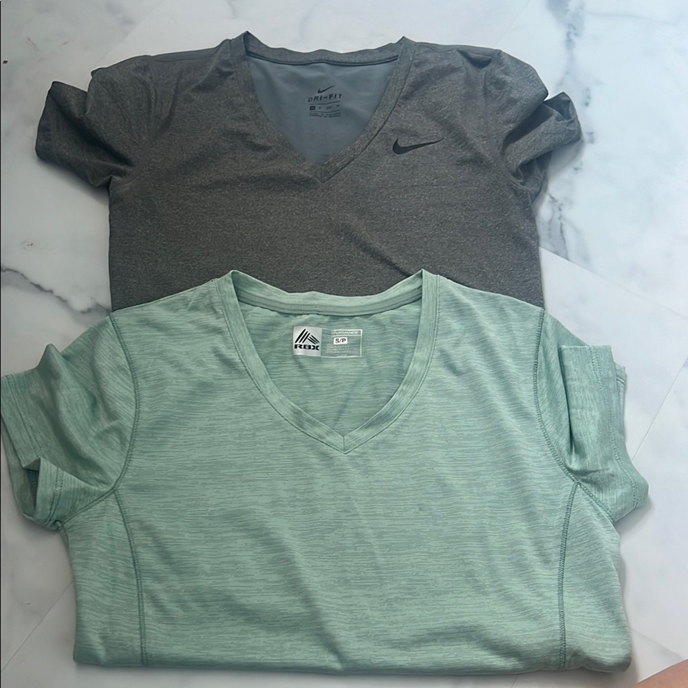 Nike and RBX Kids V-Neck Shirts - Gray and Mint